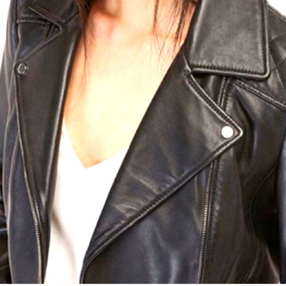 Women's Black Leather Jacket - Picture 5 of 5
